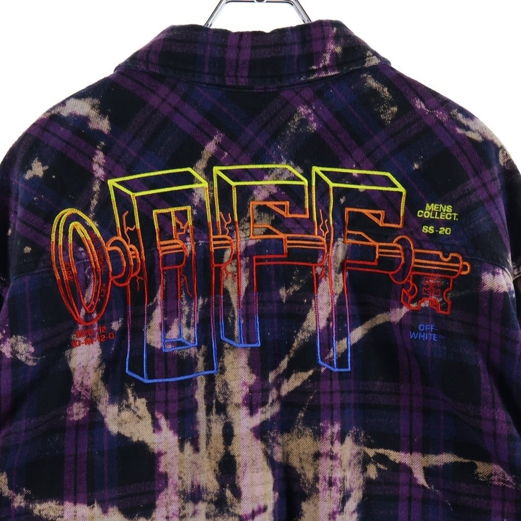 OFF-WHITE(オフホワイト) 20SS KISS OVER EMBROIDERIED OVERSIZED SHIRY キス オーバーエンブロダイリー オーバーサイズ フランネルシャツ パープル OMGA098S20G71049