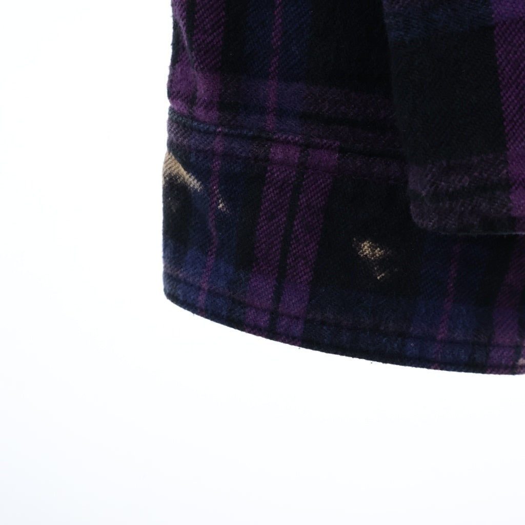 OFF-WHITE(オフホワイト) 20SS KISS OVER EMBROIDERIED OVERSIZED SHIRY キス オーバーエンブロダイリー オーバーサイズ フランネルシャツ パープル OMGA098S20G71049