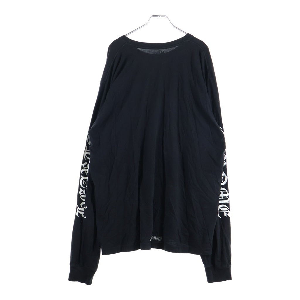 CHROME HEARTS(クロムハーツ) NECK LOGO L/S TEE ネックロゴ アームプリント ポケットTシャツ 長袖クルーネックカットソー ブラック