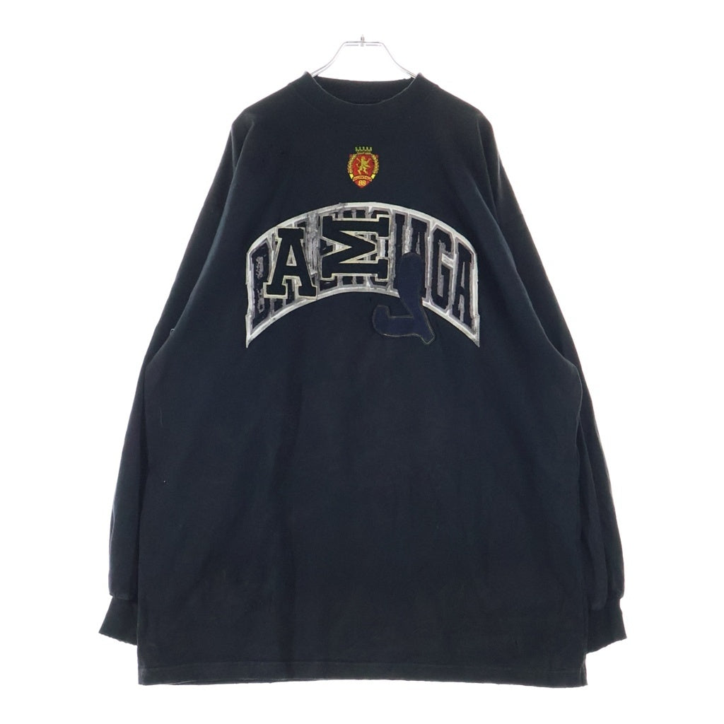 BALENCIAGA(バレンシアガ) 23SS SKATER OVERSIZED T-SHIRT スケーター クラッシュダストワッペン加工Tシャツ 半袖クルーネックカットソー ブラック 739028 TOVN2