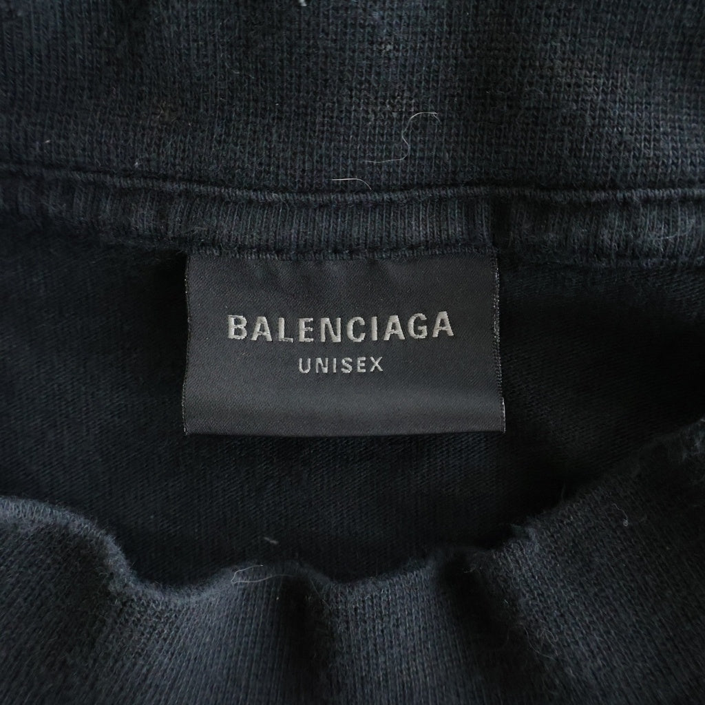 BALENCIAGA(バレンシアガ) 23SS SKATER OVERSIZED T-SHIRT スケーター クラッシュダストワッペン加工Tシャツ 半袖クルーネックカットソー ブラック 739028 TOVN2
