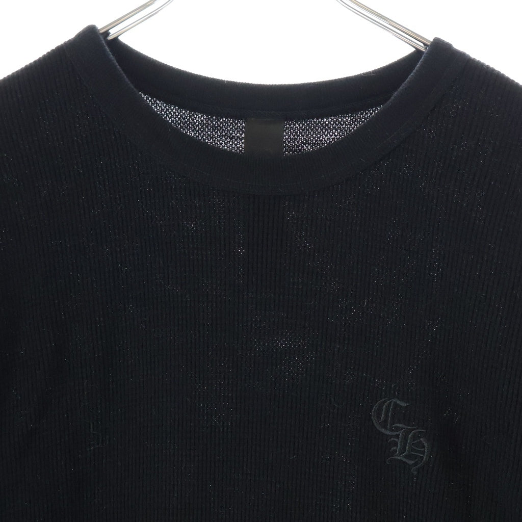 CHROME HEARTS(クロムハーツ) Y NOT CH EMBROIDERY S/S THERMAL TEE ワイノット CHエンブロイダリー ウールサーマルTシャツ 半袖クルーネックカットソー ブラック