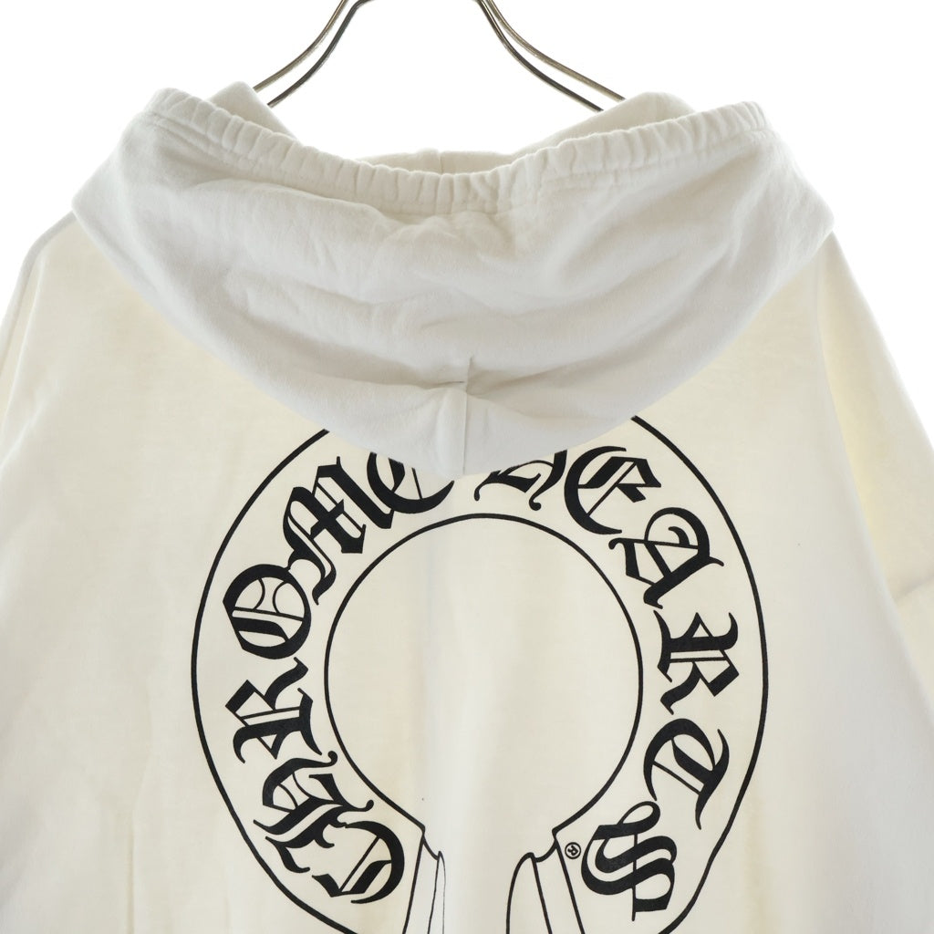 CHROME HEARTS(クロムハーツ) SWTSHRT HD ZIP ダガージップ 袖フローラル バックホースシュープリント ジップアップスウェットパーカー フーディー ホワイト