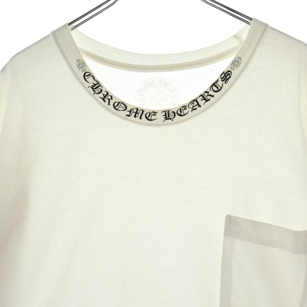 CHROME HEARTS(クロムハーツ) NECK LOGO T-SHIRT ネックロゴ ポケットTシャツ 半袖クルーネックカットソー ホワイト