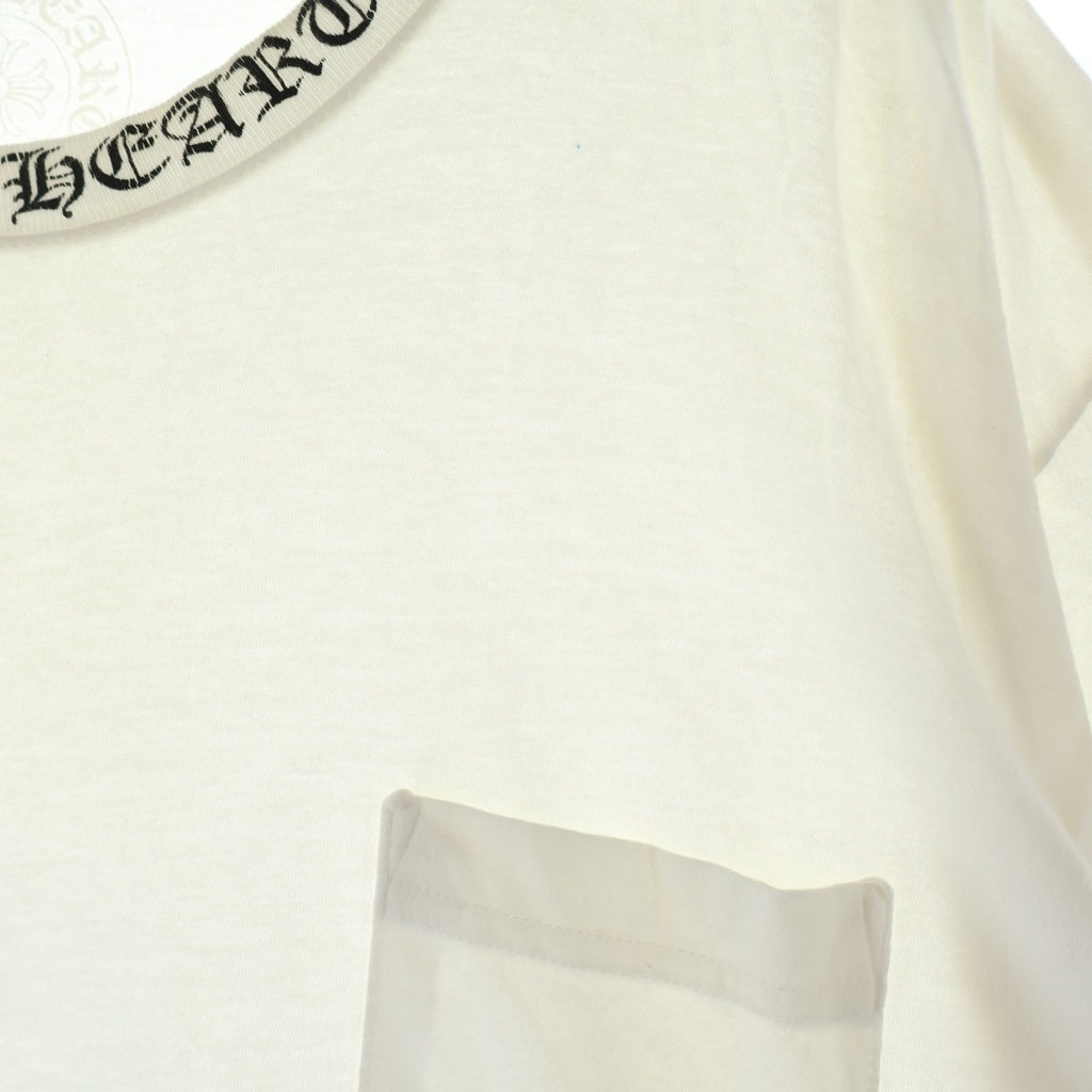 CHROME HEARTS(クロムハーツ) NECK LOGO T-SHIRT ネックロゴ ポケットTシャツ 半袖クルーネックカットソー ホワイト