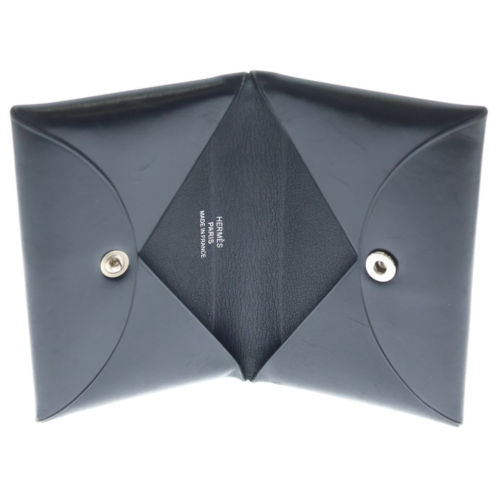 HERMES(エルメス) CALVI カルヴィ コンパクト コインケース カードケース 名刺入れ D刻印 シルバー金具 ブラック
