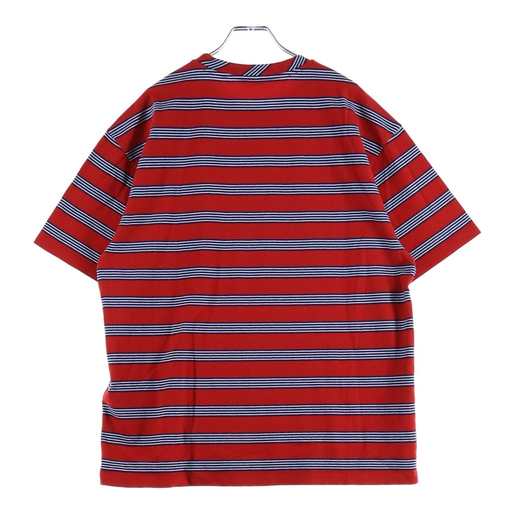 CELINE(セリーヌ) 26SS ロゴエンブロイダリー ストライプ コットンジャージー レギュラー クルーネック 半袖Tシャツ カットソー レッド RX0M83Q53.27NW