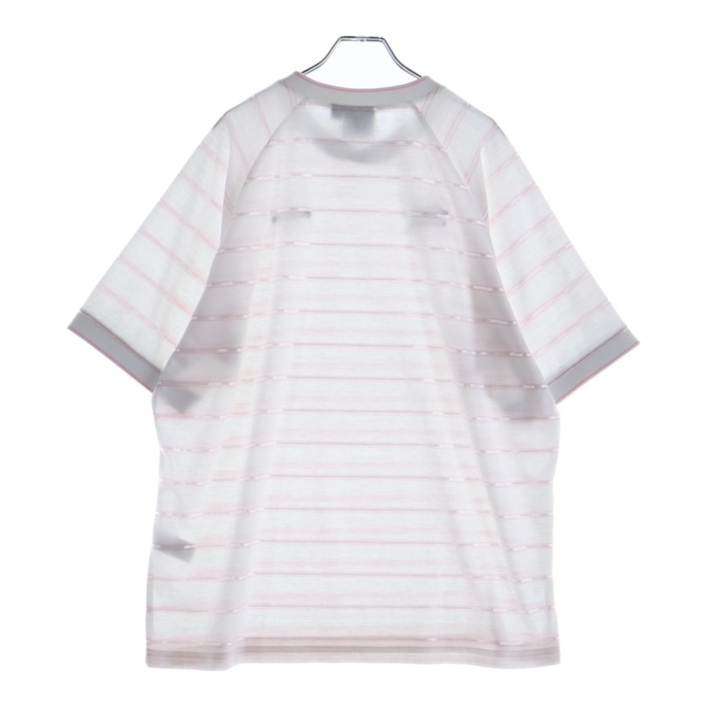 SUPREME(シュプリーム) 25SS ×UMBRO Stripe Soccer Jersey ロゴエンブロイダリー ストライプサッカージャージ クロスオーバーVネック半袖Tシャツ カットソー ホワイト/ピンク
