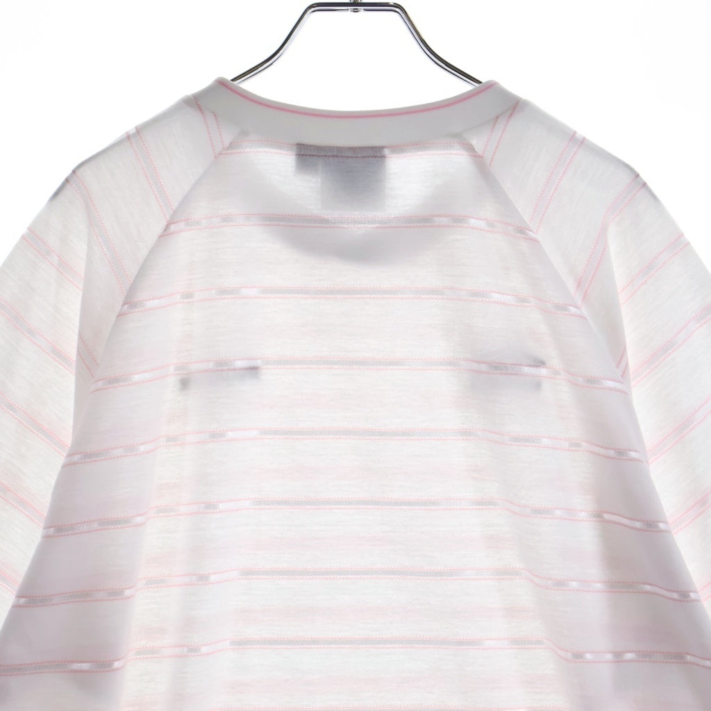 SUPREME(シュプリーム) 25SS ×UMBRO Stripe Soccer Jersey ロゴエンブロイダリー ストライプサッカージャージ クロスオーバーVネック半袖Tシャツ カットソー ホワイト/ピンク
