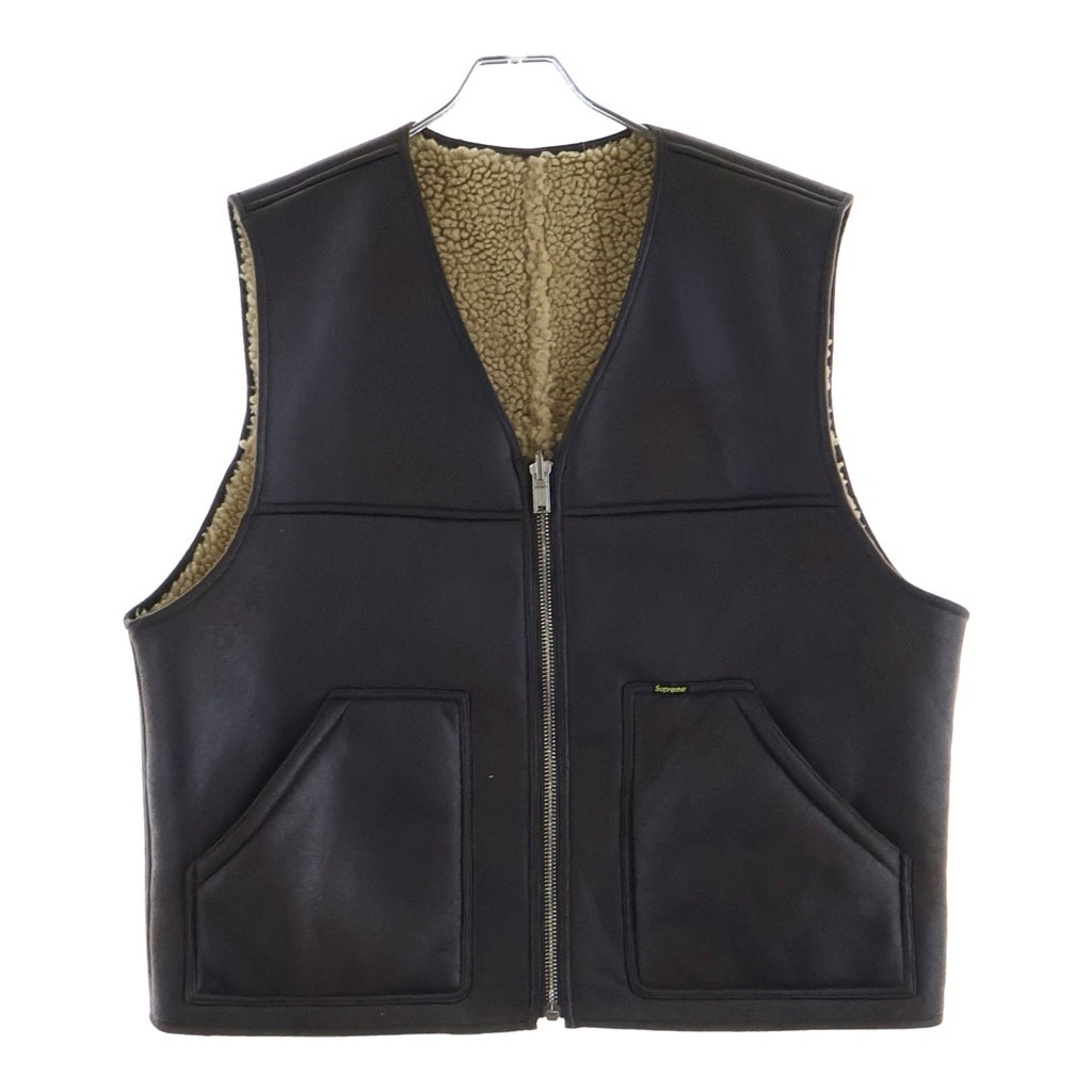 SUPREME(シュプリーム) 24AW Reversible Faux Shearling Work Vest リバーシブル フェイクシアリング ワークベスト ブラウン/ベージュ