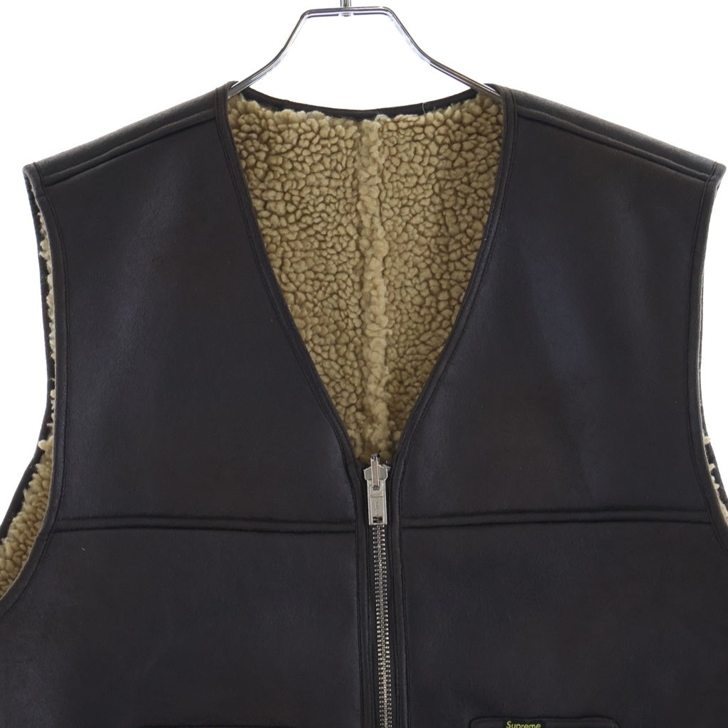 SUPREME(シュプリーム) 24AW Reversible Faux Shearling Work Vest リバーシブル フェイクシアリング ワークベスト ブラウン/ベージュ