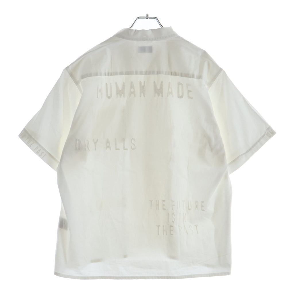 HUMAN MADE(ヒューマンメイド) ロゴエンブロイダリー オープンカラー コットン半袖シャツ ホワイト HM29SH022