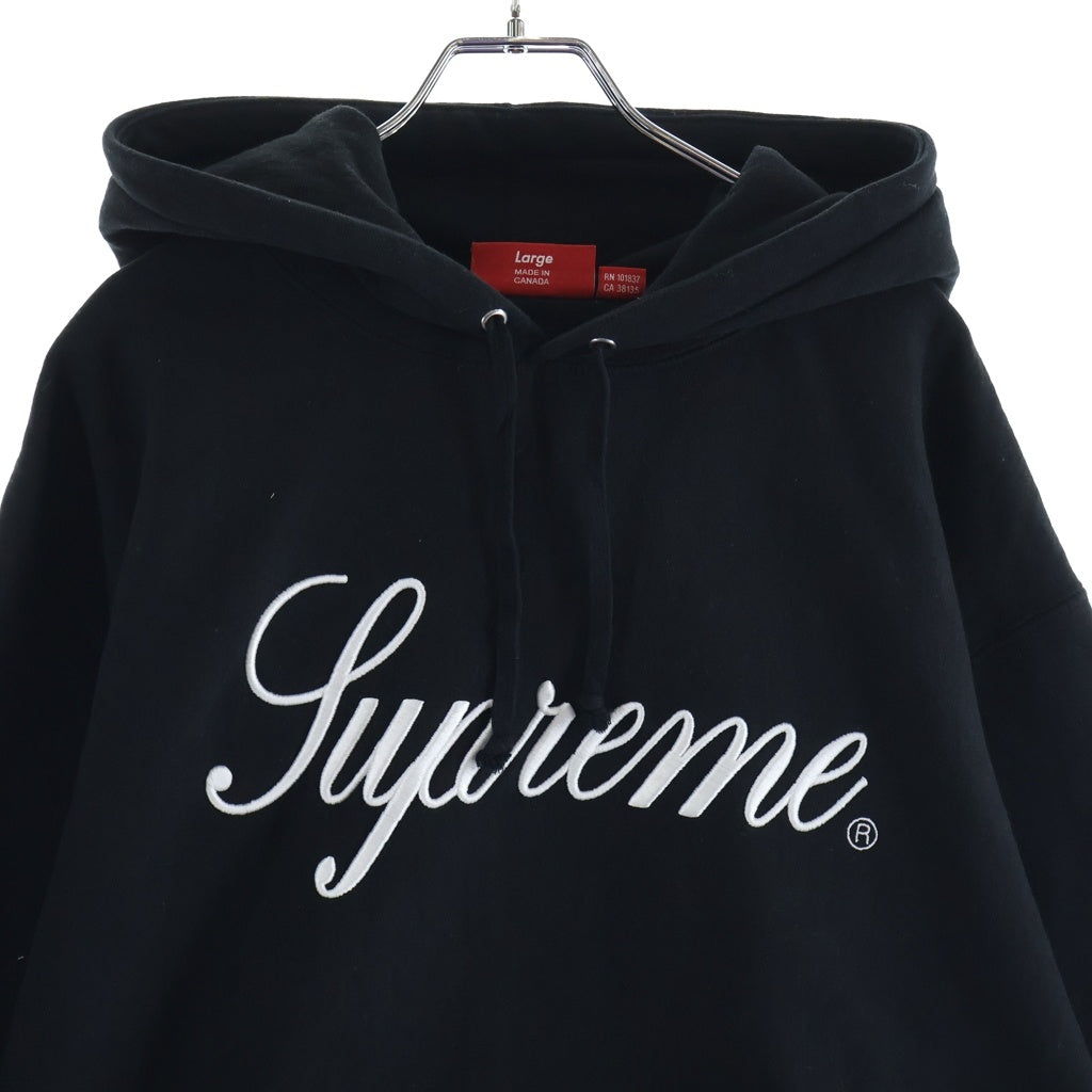 SUPREME(シュプリーム) 24AW Raised Script Hooded Sweatshirt レイズド スクリプト ロゴ エンブロイダリー プルオーバー スウェットシャツ パーカー フーディー ブラック
