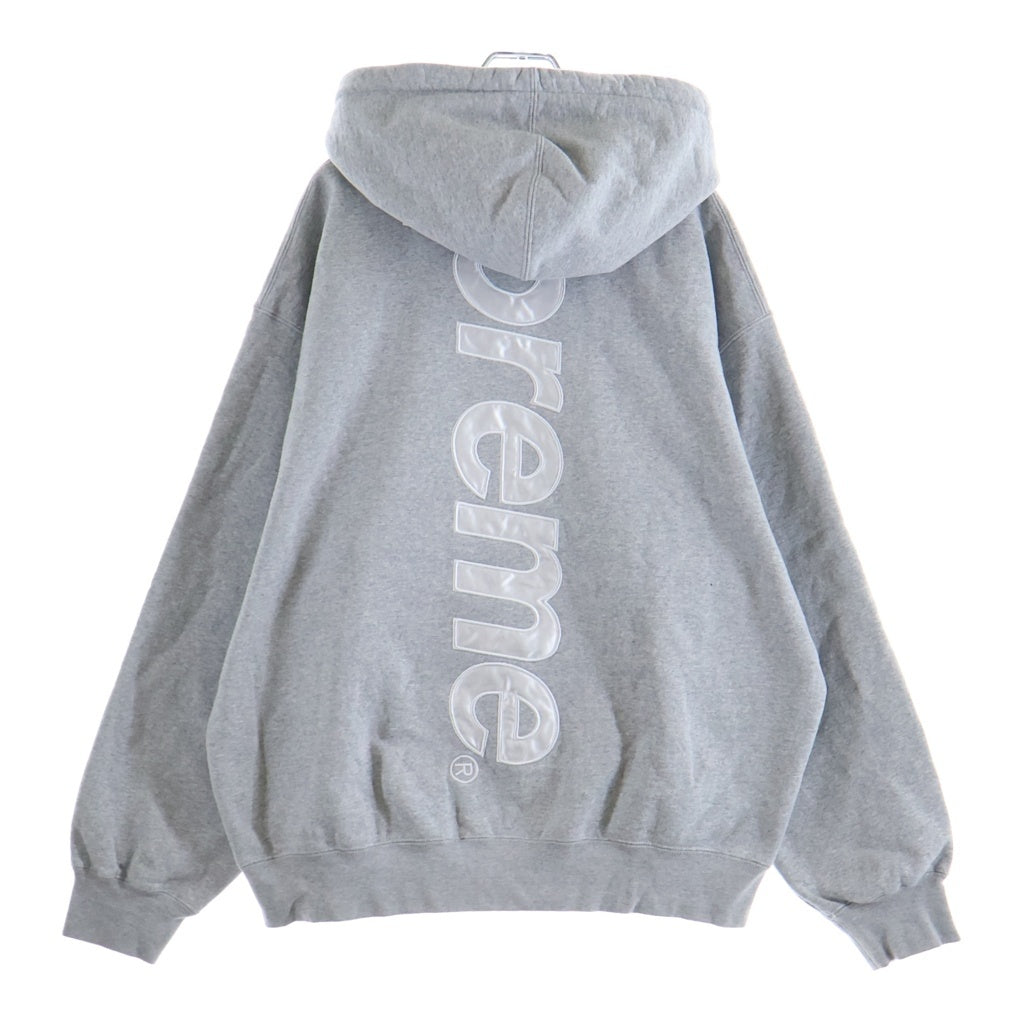 SUPREME(シュプリーム) 24AW Satin Applique Hooded Sweatshirt サテン アプリケ ロゴ エンブロイダリー プルオーバー スウェットシャツ パーカー フーディー グレー