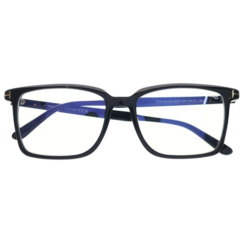 TOM FORD(トムフォード) アジアンフィット スクエアフレーム クリアレンズ サングラス メガネ ブラック TF6100-D-B