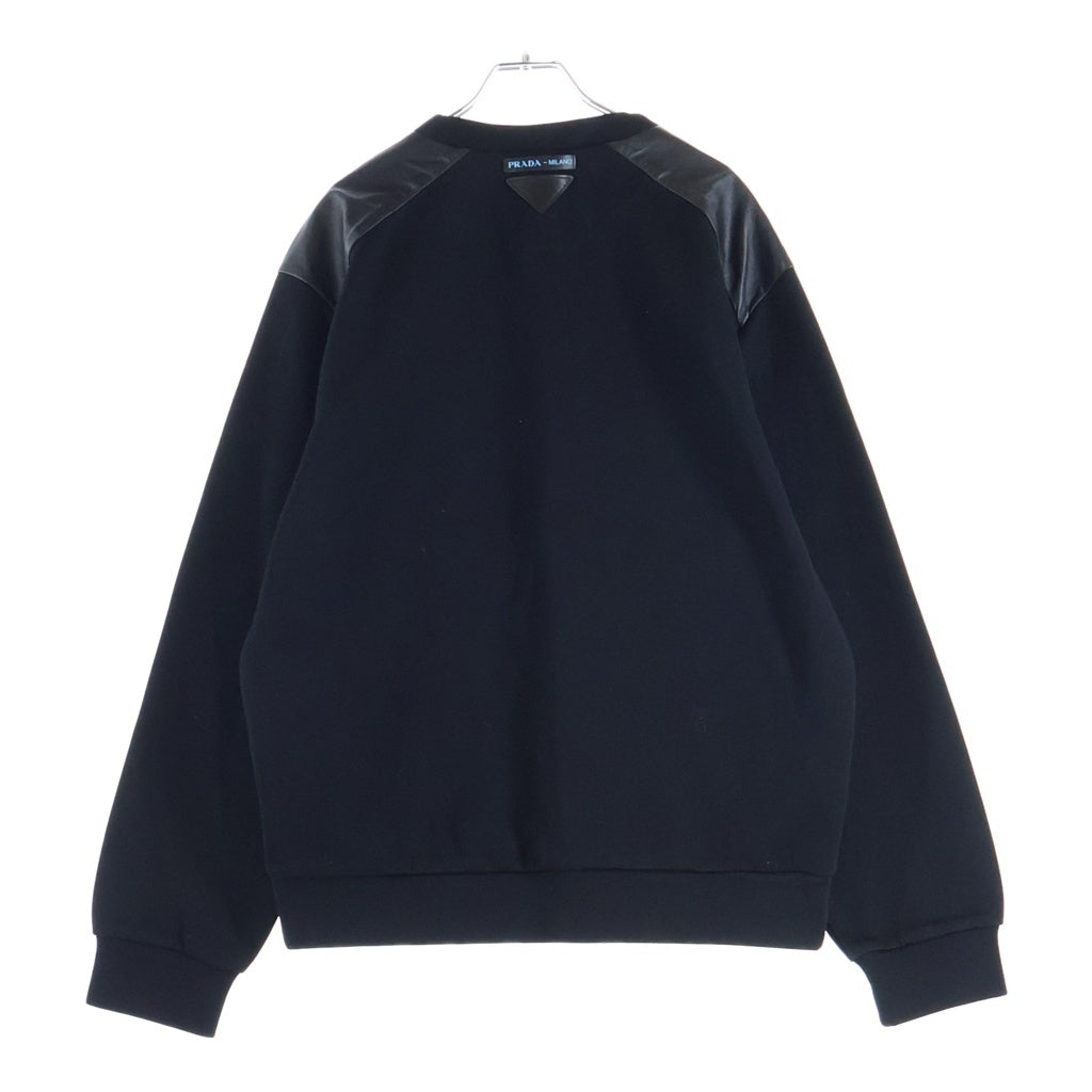 PRADA(プラダ) レザー切り替え ボンディングスウェットトレーナー ブラック UJL083