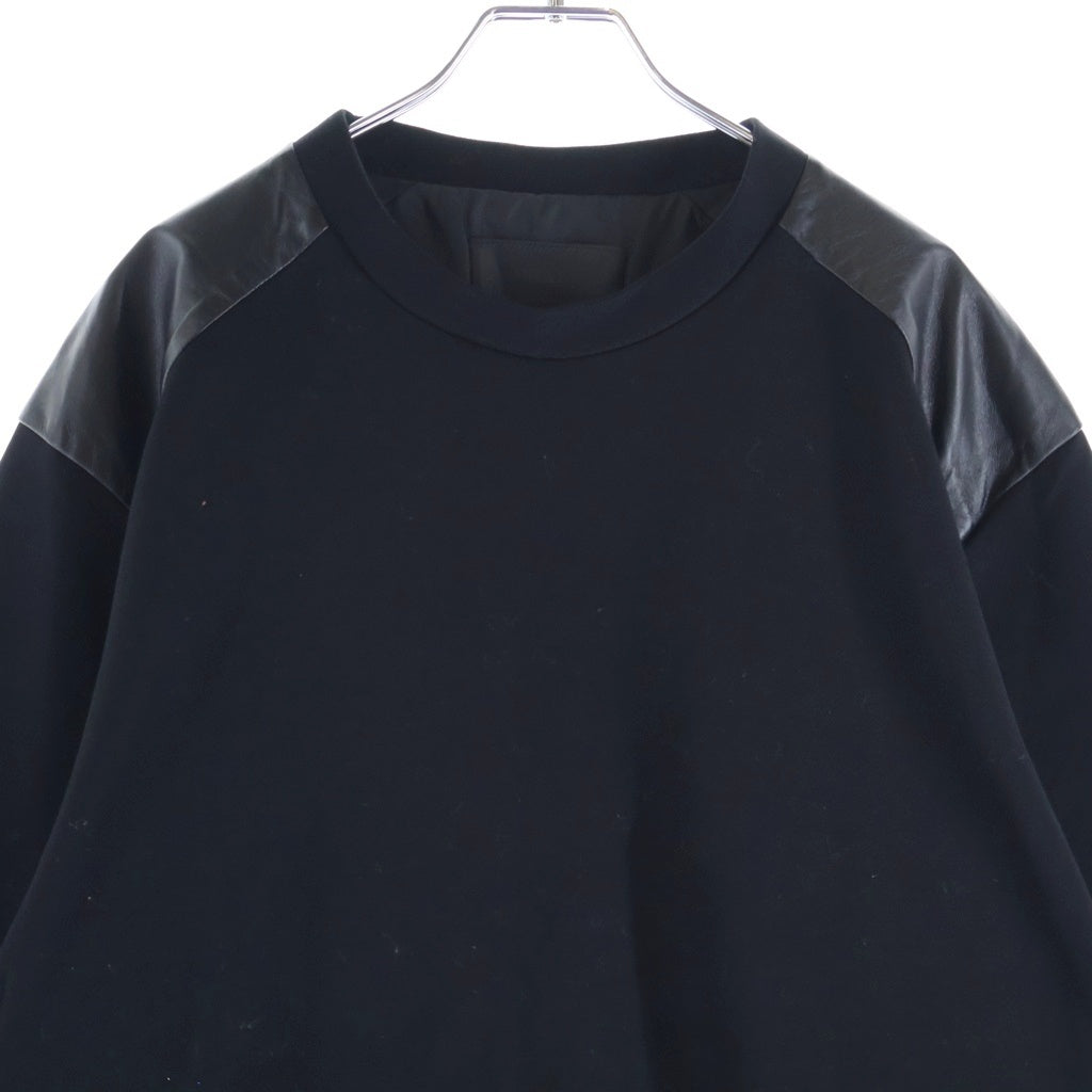PRADA(プラダ) レザー切り替え ボンディングスウェットトレーナー ブラック UJL083