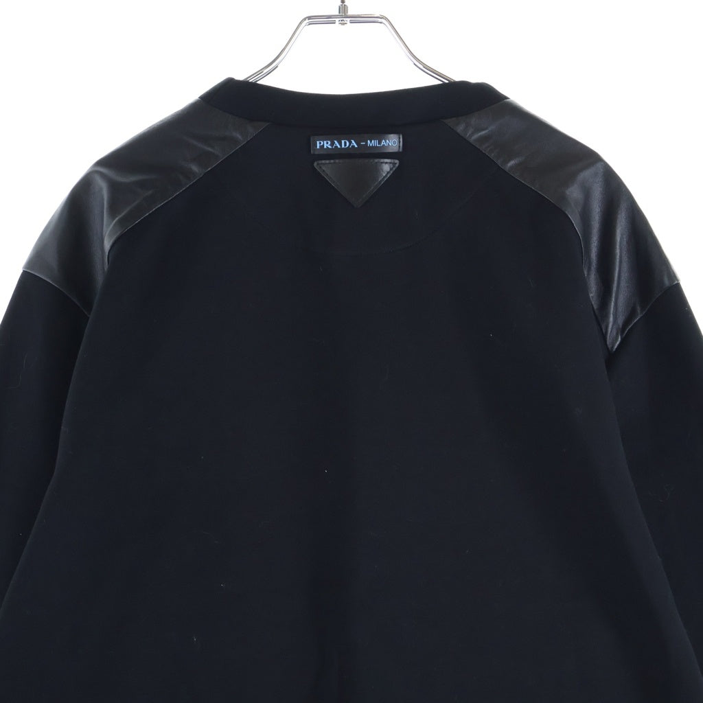 PRADA(プラダ) レザー切り替え ボンディングスウェットトレーナー ブラック UJL083