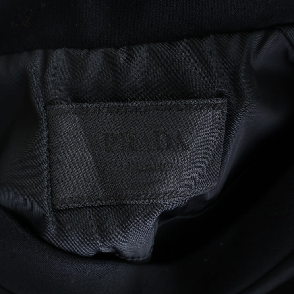 PRADA(プラダ) レザー切り替え ボンディングスウェットトレーナー ブラック UJL083