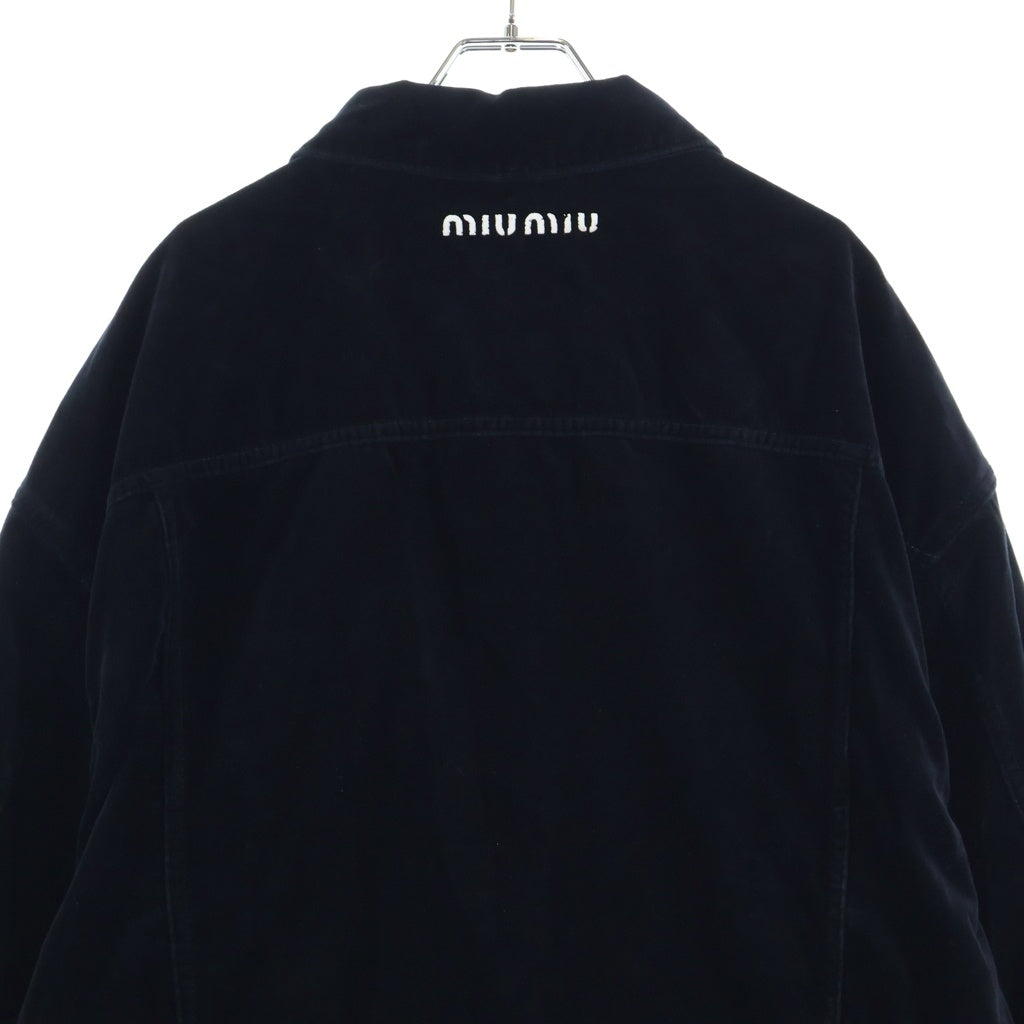 miumiu(ミュウミュウ) ツアーベルベットジャケット トラッカー ブラック ML817 レディース