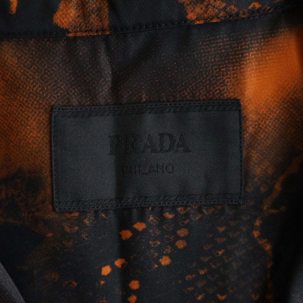 PRADA(プラダ) 22SS RE-NYLON リナイロン フラワープリント 半袖シャツ ブラック/オレンジ SC513