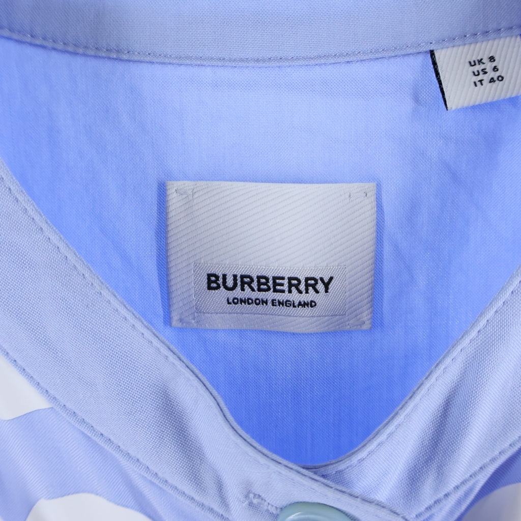 BURBERRY(バーバリー) コットン フロントロゴプリント ベルト付きノースリーブワンピース レディース ライトブルー 8052547
