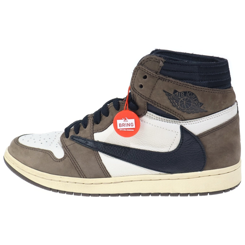 NIKE(ナイキ) ×TRAVIS SCOTT AIR JORDAN 1 HIGH OG TS SP トラヴィススコット エアジョーダン1 ハイカットスニーカー ブラウン/ホワイト US11/29cm CD4487-100
