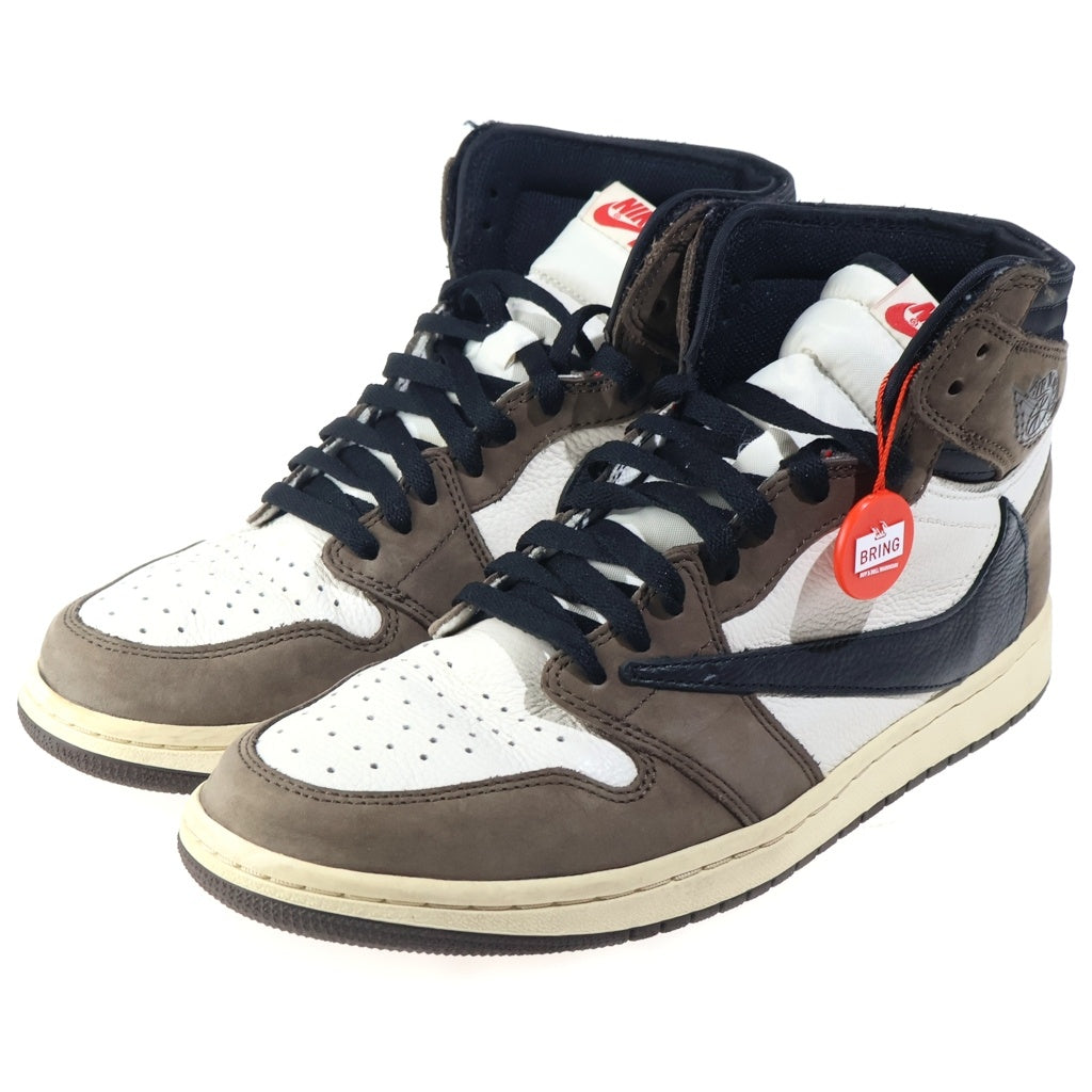 NIKE(ナイキ) ×TRAVIS SCOTT AIR JORDAN 1 HIGH OG TS SP トラヴィススコット エアジョーダン1 ハイカットスニーカー ブラウン/ホワイト US11/29cm CD4487-100