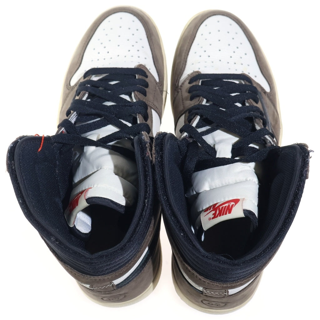 NIKE(ナイキ) ×TRAVIS SCOTT AIR JORDAN 1 HIGH OG TS SP トラヴィススコット エアジョーダン1 ハイカットスニーカー ブラウン/ホワイト US11/29cm CD4487-100