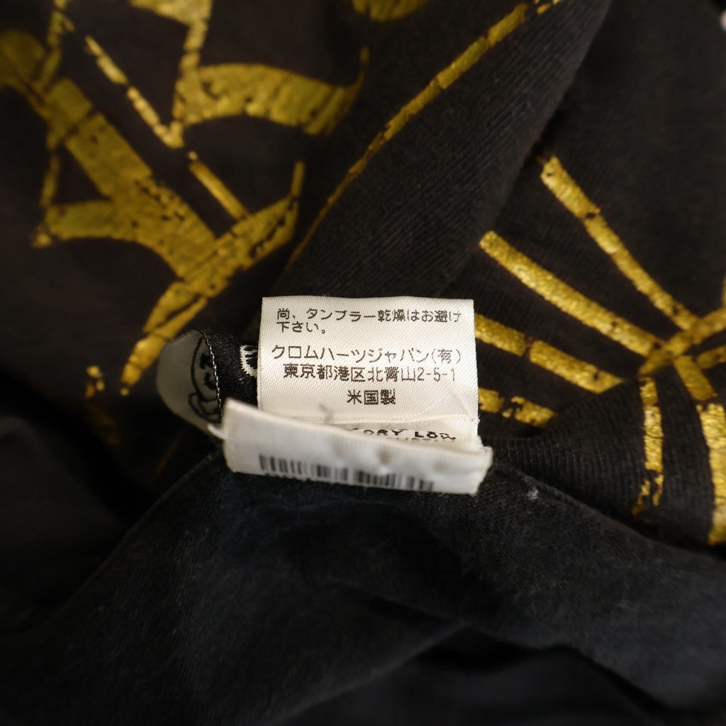 CHROME HEARTS(クロムハーツ) OLD CH PLS HORSESHOE L/S TEE CHプラス ホースシュープリント クルーネック長袖Tシャツ ロングスリーブカットソー ブラック/ゴールド