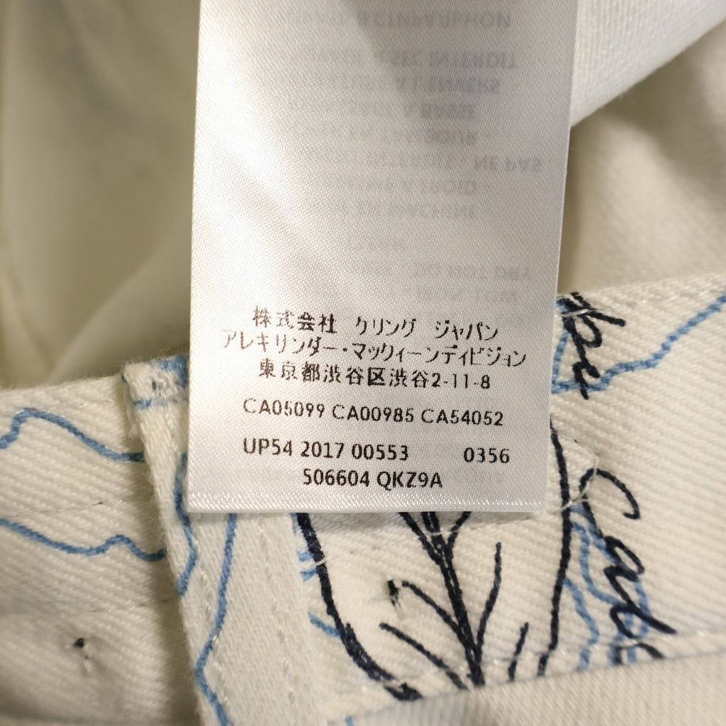 Alexander McQueen(アレキサンダーマックイーン) 総柄 アートデザイン ボタンフライ デニムパンツ ホワイト 506604 QKZ9A