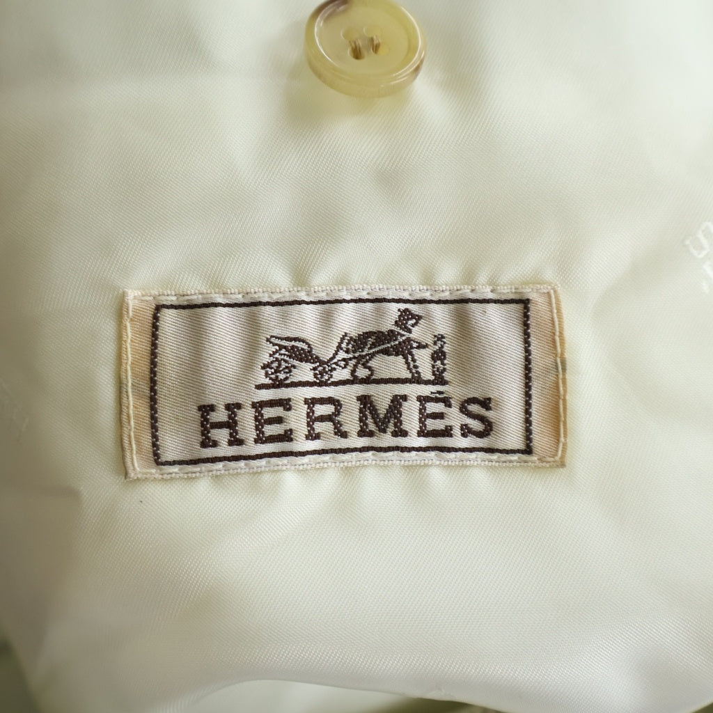 HERMES(エルメス) クロコレザー リブニット ジップアップ ボンバージャケット ホワイト