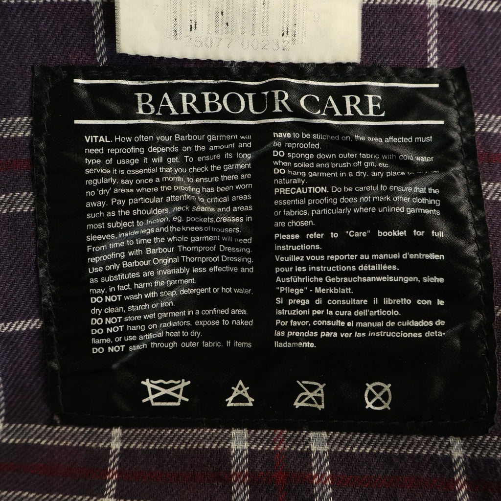 Barbour(バブアー) 90S VINTAGE BORDER JACKET 3ワラントタグ ボーダー チェックライナー オイルドジャケット ネイビー A205