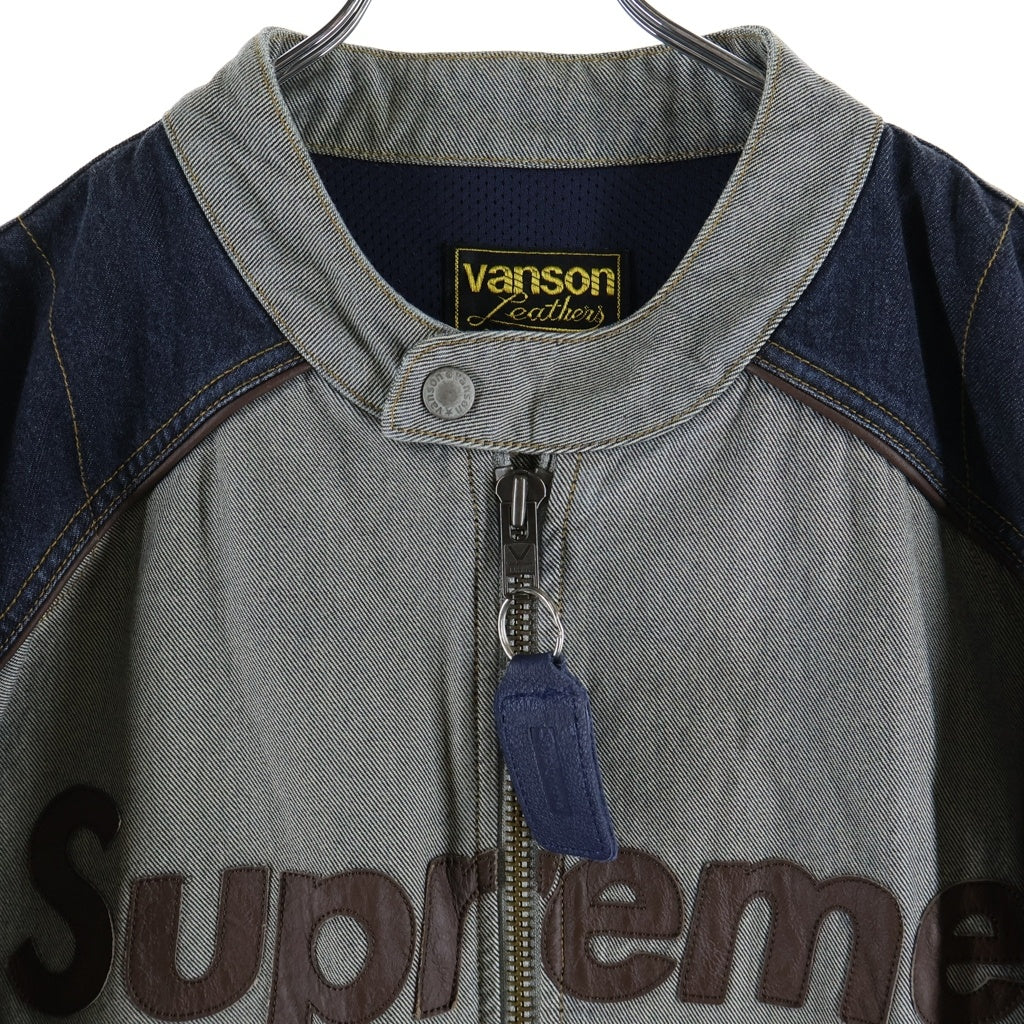 SUPREME(シュプリーム) 25SS ×VANSON Leathers Cordura Cotton Jacket Denim バンソン レザー コーデュラ コットン ジップアップ ライダースジャケット デニム インディゴ