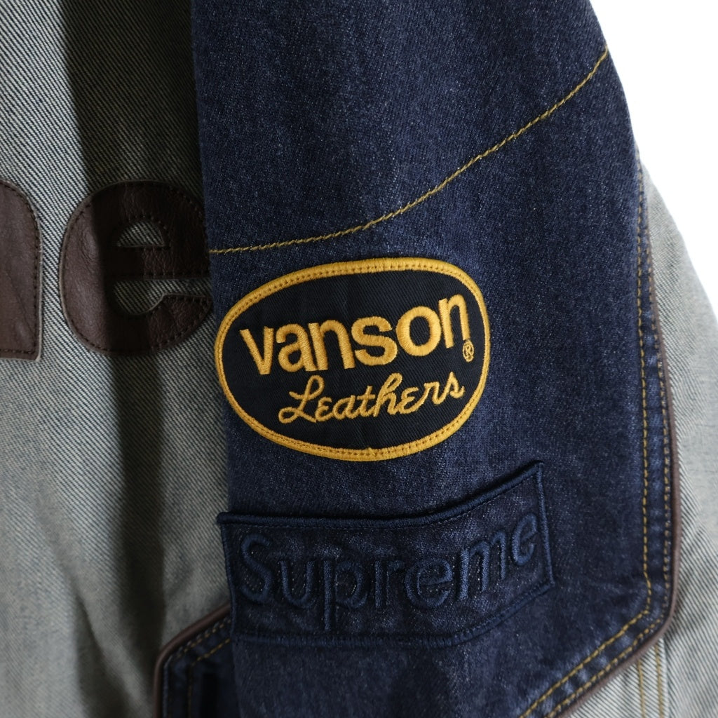 SUPREME(シュプリーム) 25SS ×VANSON Leathers Cordura Cotton Jacket Denim バンソン レザー コーデュラ コットン ジップアップ ライダースジャケット デニム インディゴ