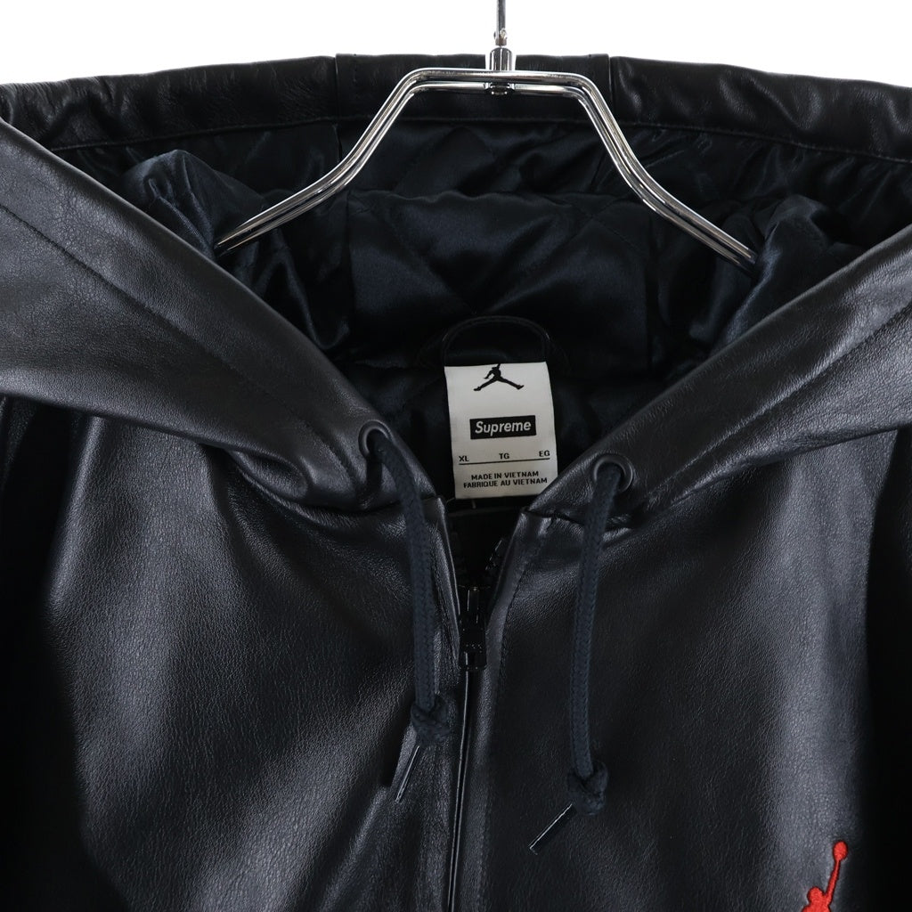 SUPREME(シュプリーム) 26SS ×NIKE Jordan Hooded Leather Jacket ナイキ ジョーダン フーデッドレザージャケット ブラック IR6449-010