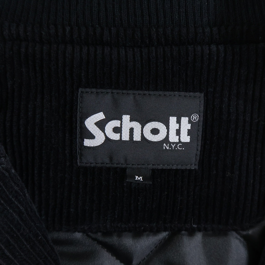 SCHOTT(ショット) SWINGTOP JACKET コーデュロイ ロゴパッチ ジップアップスウィングトップ ジャケット ブラック 782-2252016