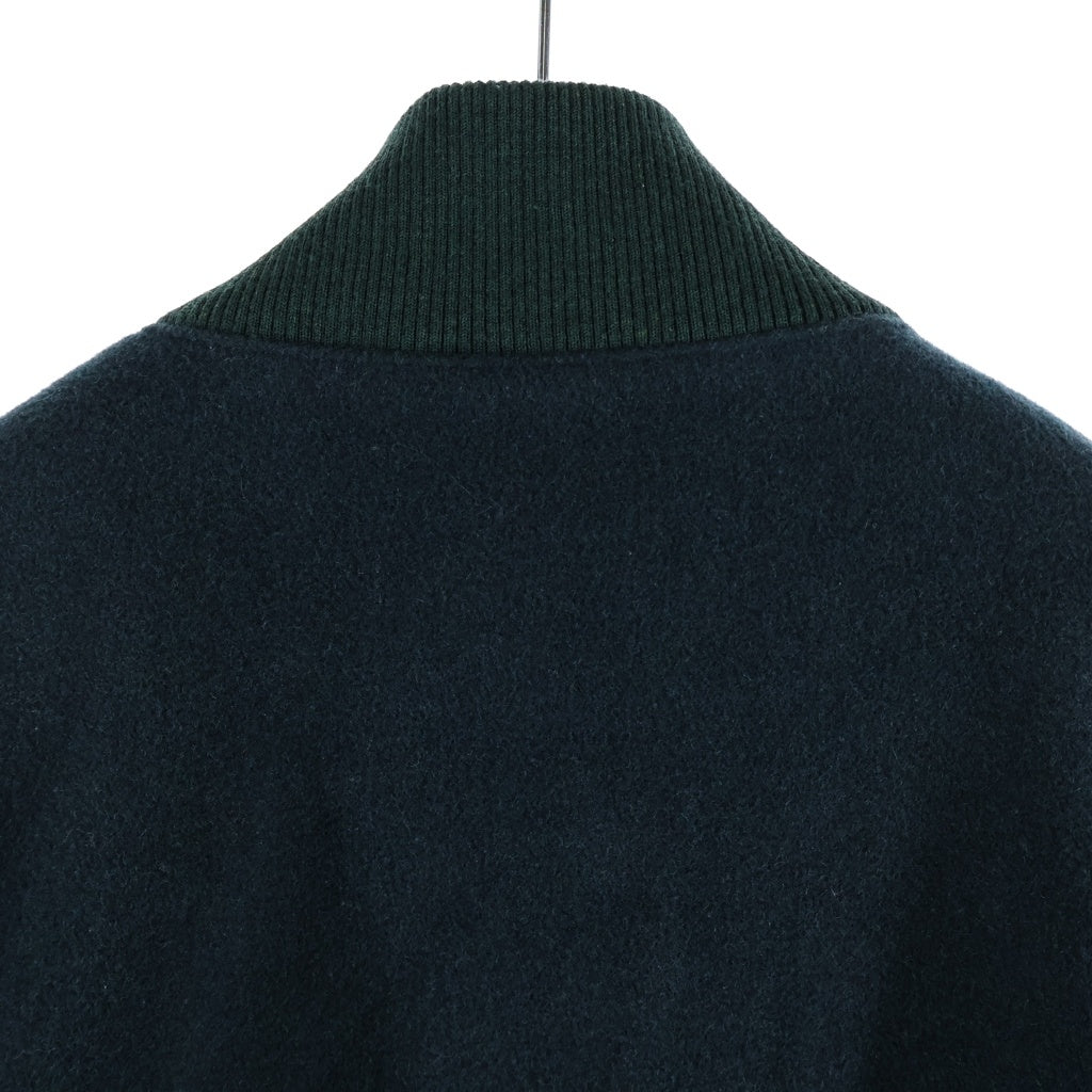 MAISON KITSUNE(メゾンキツネ) WOOL TEDDY JACKET ウール フォックスヘッド ロゴ刻印スナップボタン テディジャケット ブルゾン グリーン HU02208WM0002