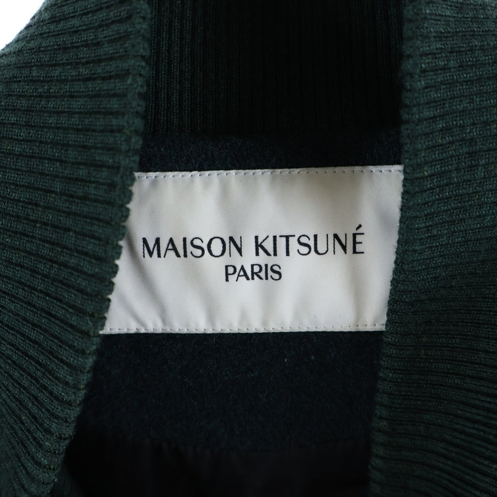 MAISON KITSUNE(メゾンキツネ) WOOL TEDDY JACKET ウール フォックスヘッド ロゴ刻印スナップボタン テディジャケット ブルゾン グリーン HU02208WM0002