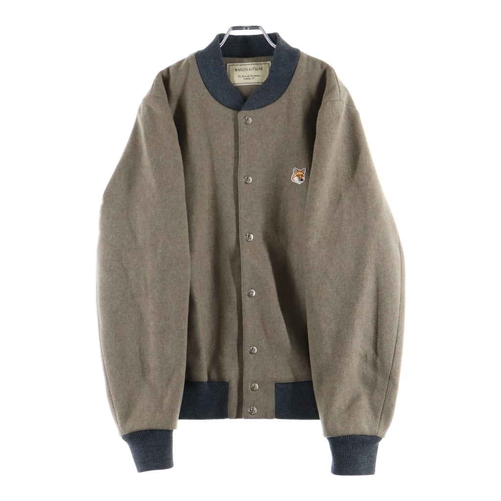 MAISON KITSUNE(メゾンキツネ) WOOL TEDDY JACKET ウール フォックスヘッド ロゴ刻印スナップボタン テディジャケット ブルゾン ベージュ DU02208WM0001
