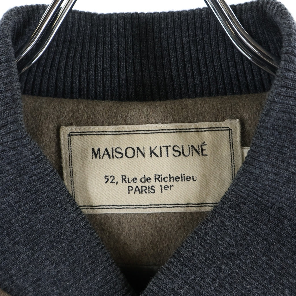 MAISON KITSUNE(メゾンキツネ) WOOL TEDDY JACKET ウール フォックスヘッド ロゴ刻印スナップボタン テディジャケット ブルゾン ベージュ DU02208WM0001