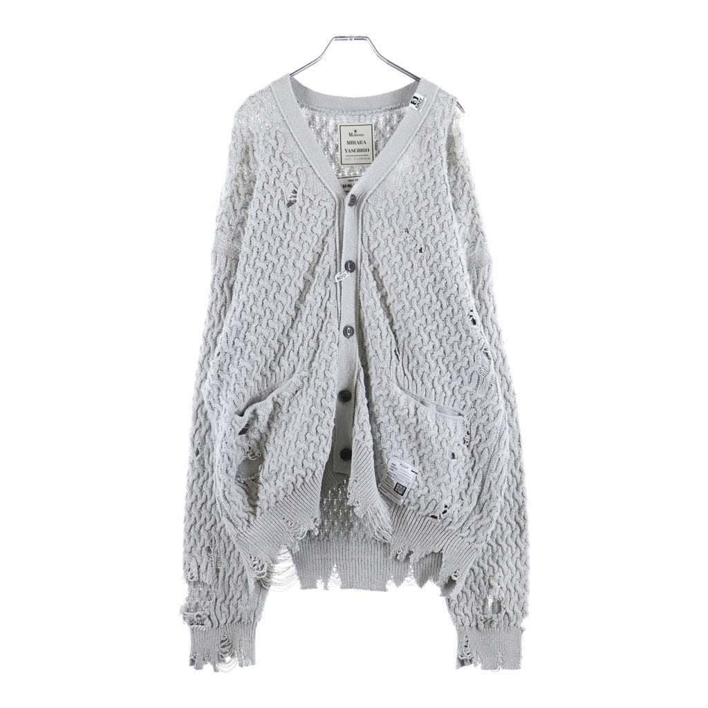 MAISON MIHARAYASUHIRO(メゾンミハラヤスヒロ) SUN FADED KNIT CARDIGAN サンフェード ダメージ加工ニット カーディガン グレー J14CD701
