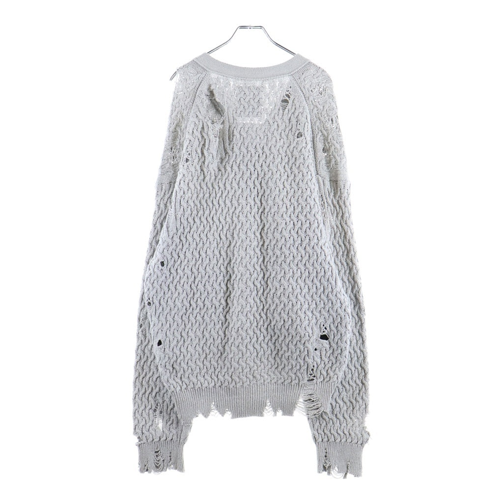 MAISON MIHARAYASUHIRO(メゾンミハラヤスヒロ) SUN FADED KNIT CARDIGAN サンフェード ダメージ加工ニット カーディガン グレー J14CD701
