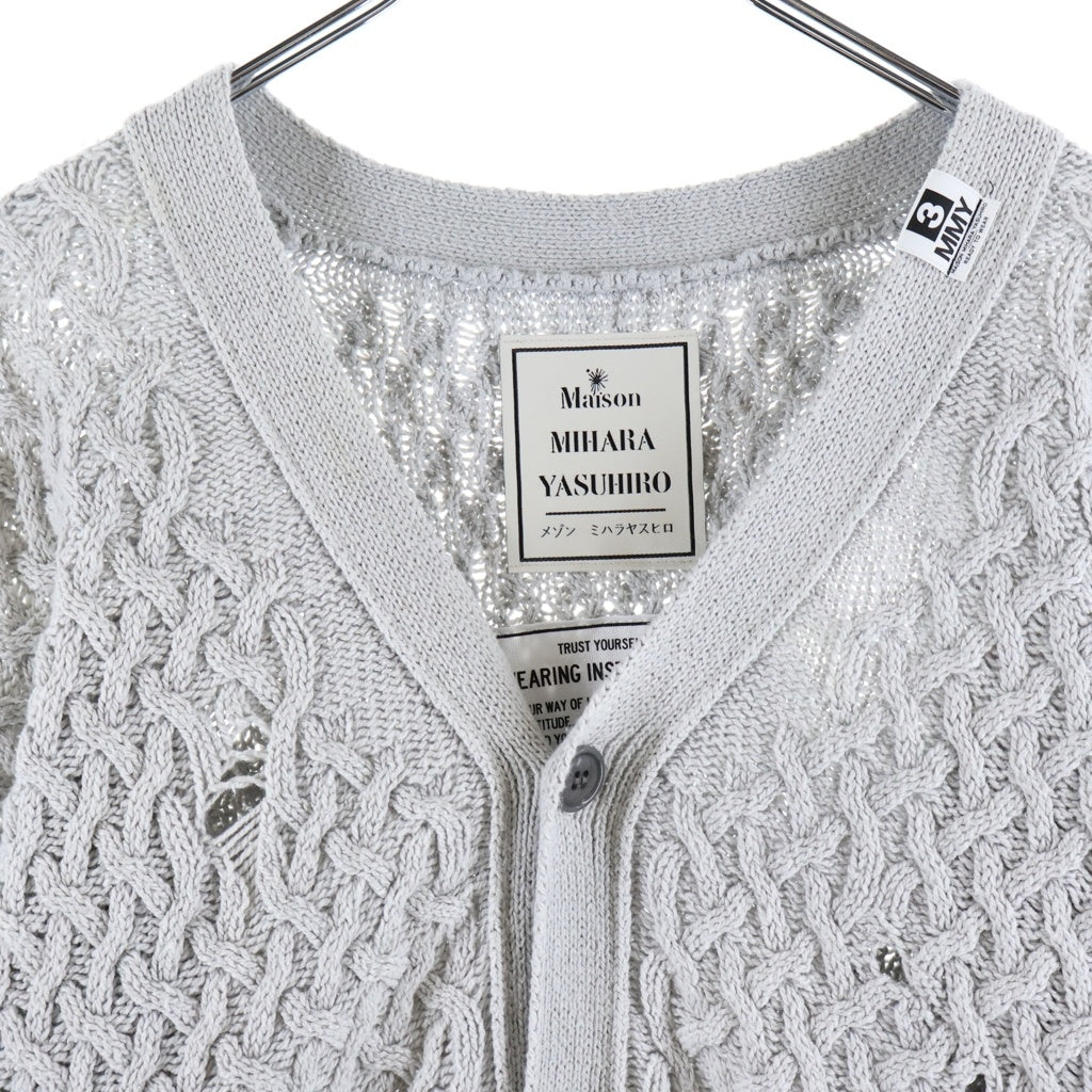 MAISON MIHARAYASUHIRO(メゾンミハラヤスヒロ) SUN FADED KNIT CARDIGAN サンフェード ダメージ加工ニット カーディガン グレー J14CD701