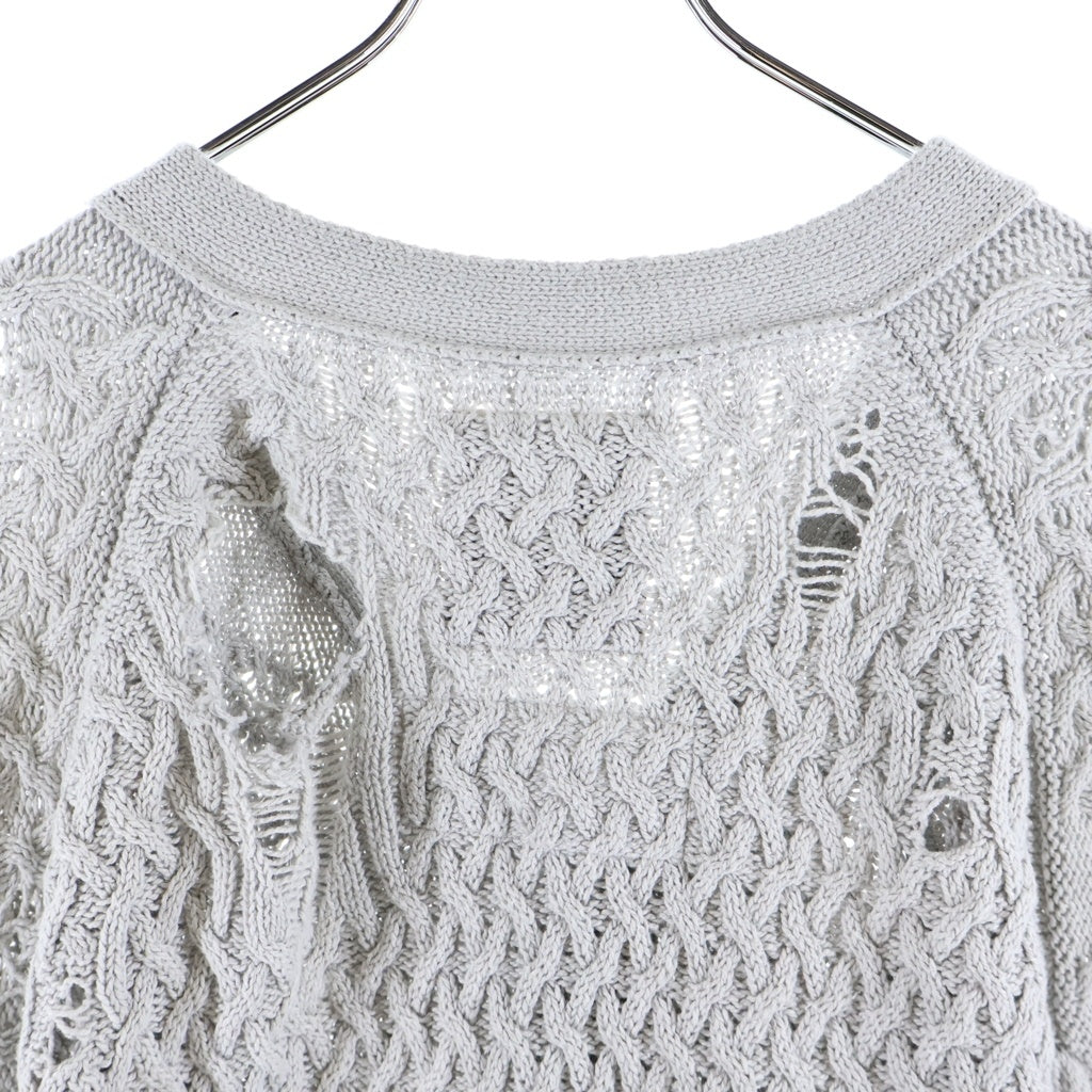 MAISON MIHARAYASUHIRO(メゾンミハラヤスヒロ) SUN FADED KNIT CARDIGAN サンフェード ダメージ加工ニット カーディガン グレー J14CD701