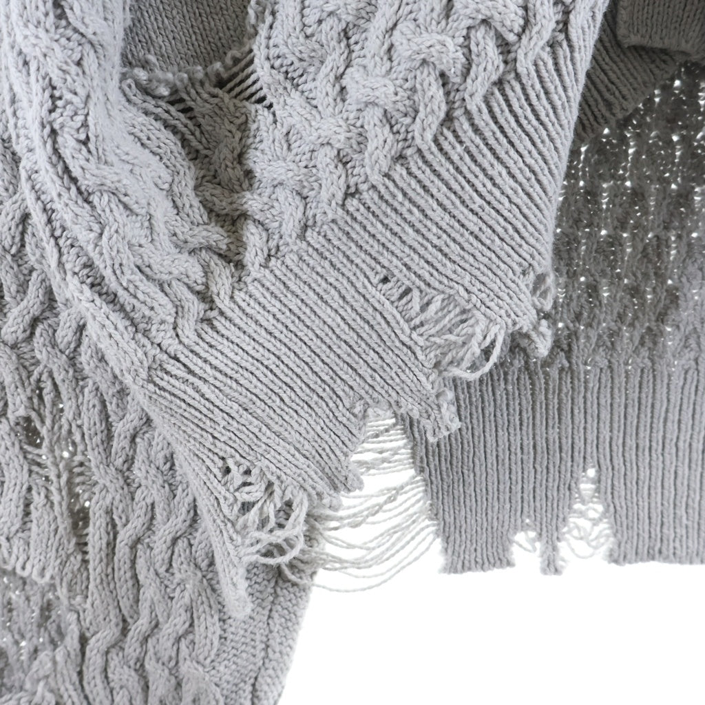 MAISON MIHARAYASUHIRO(メゾンミハラヤスヒロ) SUN FADED KNIT CARDIGAN サンフェード ダメージ加工ニット カーディガン グレー J14CD701