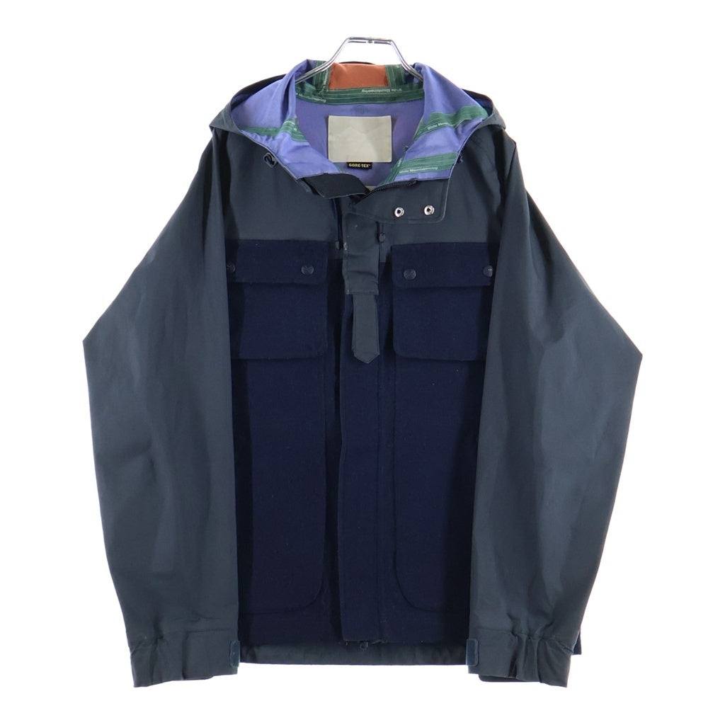 White Mountaineering(ホワイトマウンテニアリング) 12AW GORE-TEX MOUNTAIN JACKET ゴアテックス ウール切替 フーデッドマウンテンジャケット パーカー ネイビー WM1273201