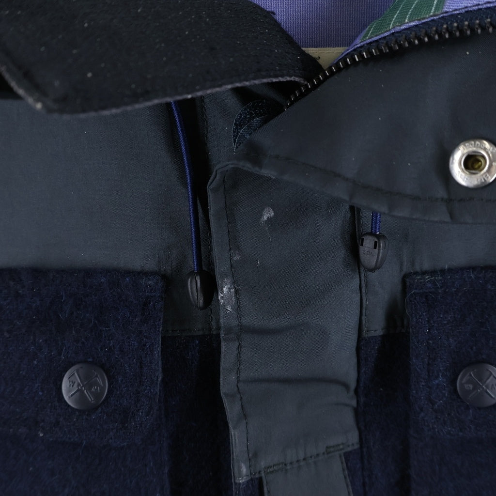 White Mountaineering(ホワイトマウンテニアリング) 12AW GORE-TEX MOUNTAIN JACKET ゴアテックス ウール切替 フーデッドマウンテンジャケット パーカー ネイビー WM1273201