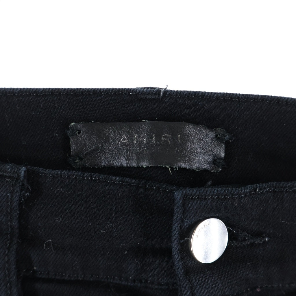 AMIRI(アミリ) MX1 蛇腹レザー ダメージ加工 デニム ジーンズ スキニーパンツ ブラック