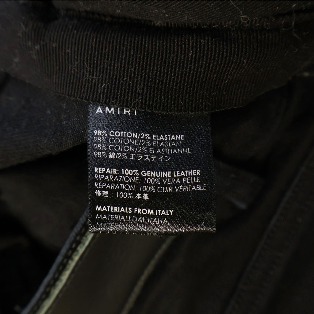 AMIRI(アミリ) MX1 蛇腹レザー ダメージ加工 デニム ジーンズ スキニーパンツ ブラック
